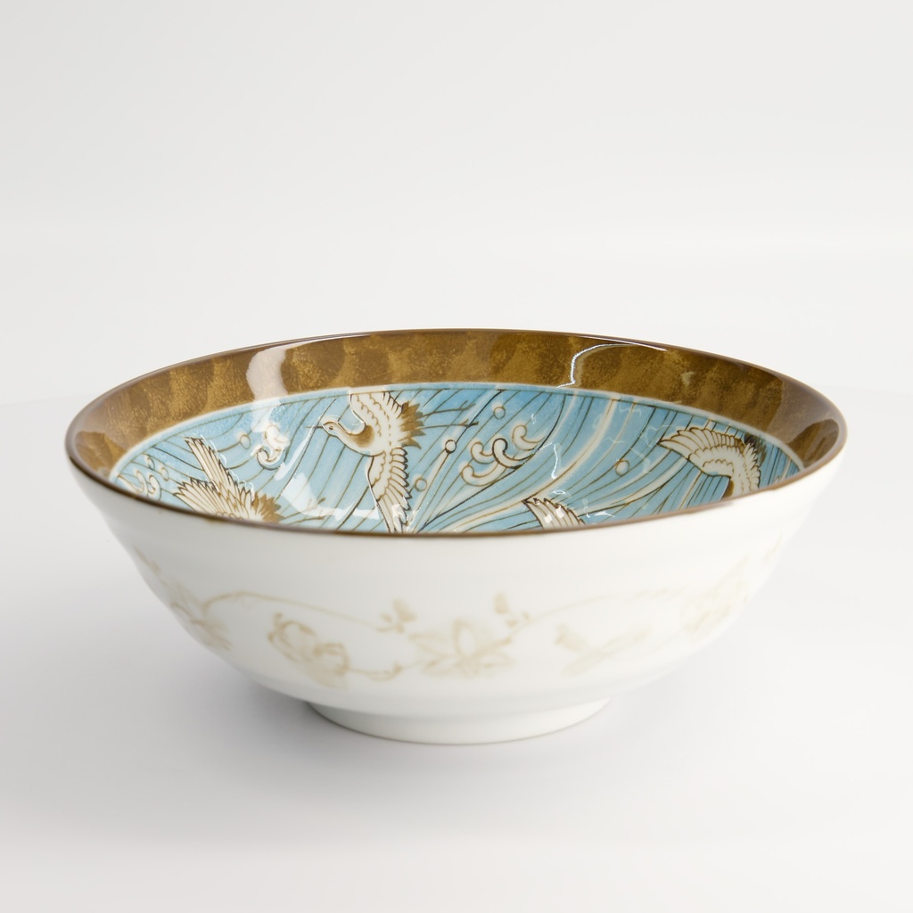 Crane Light Blue Ramen Bowl 21x7.8cm 1000ml 40-230404-14 3/36 Gift