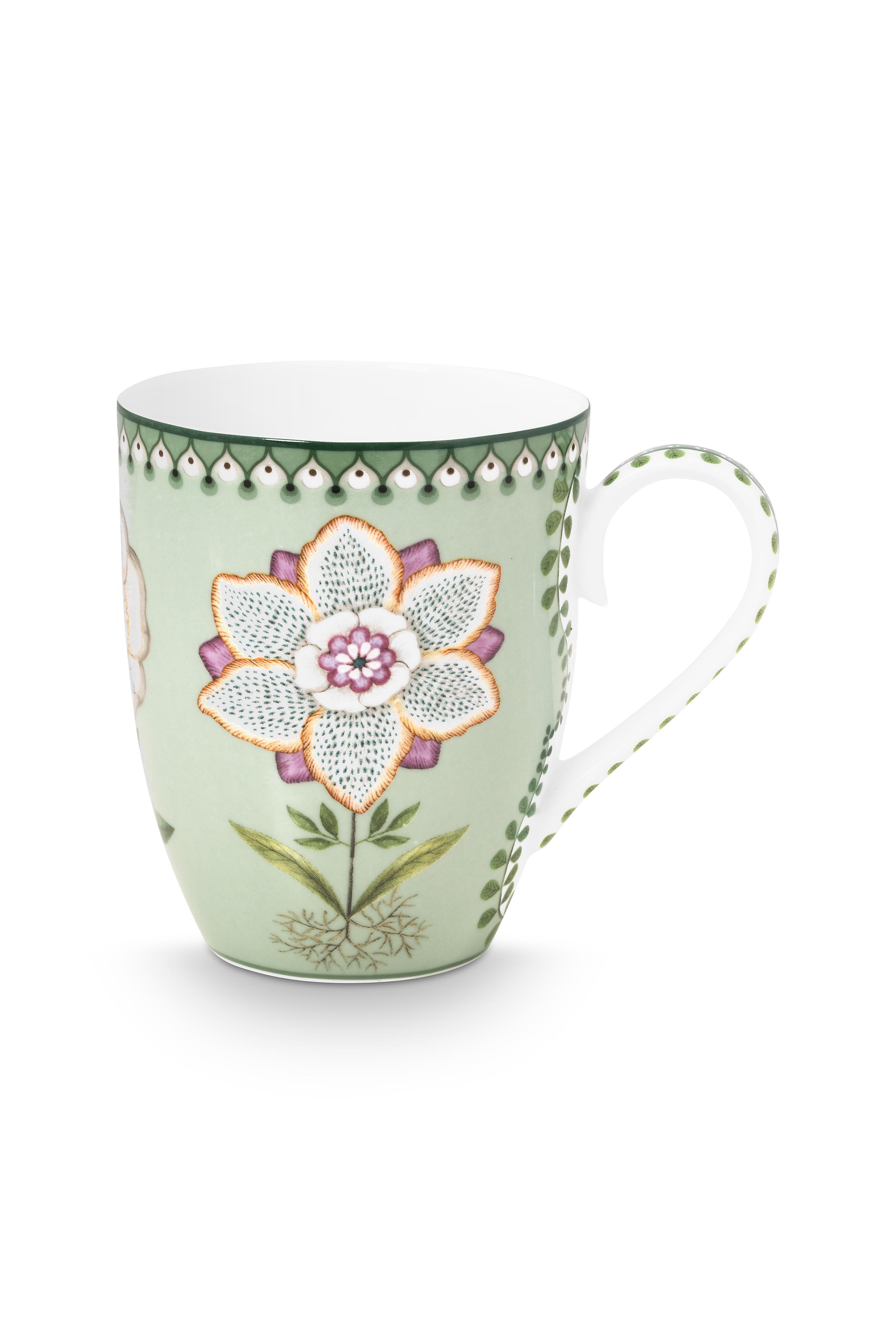 Mug Large Lily & Lotus Light Green 350ml Gift