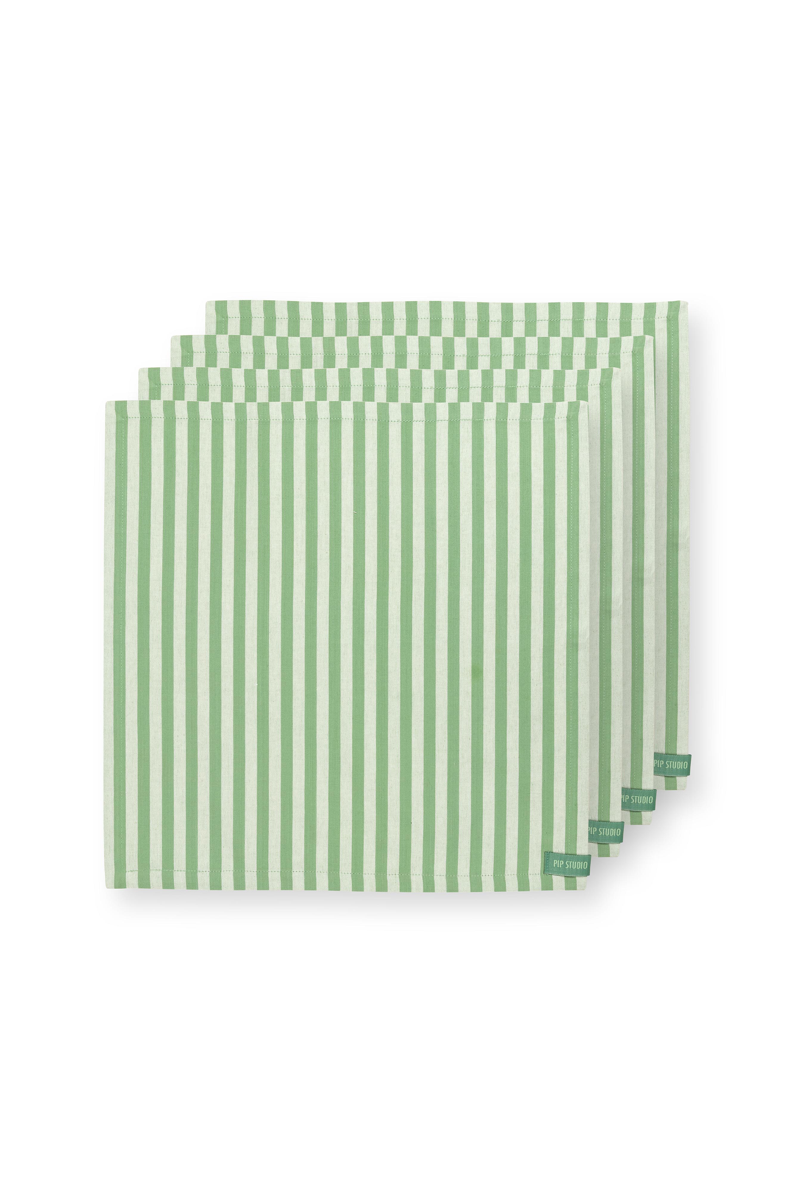 Set/4 Napkins Stripes Light Green 40x40cm Gift