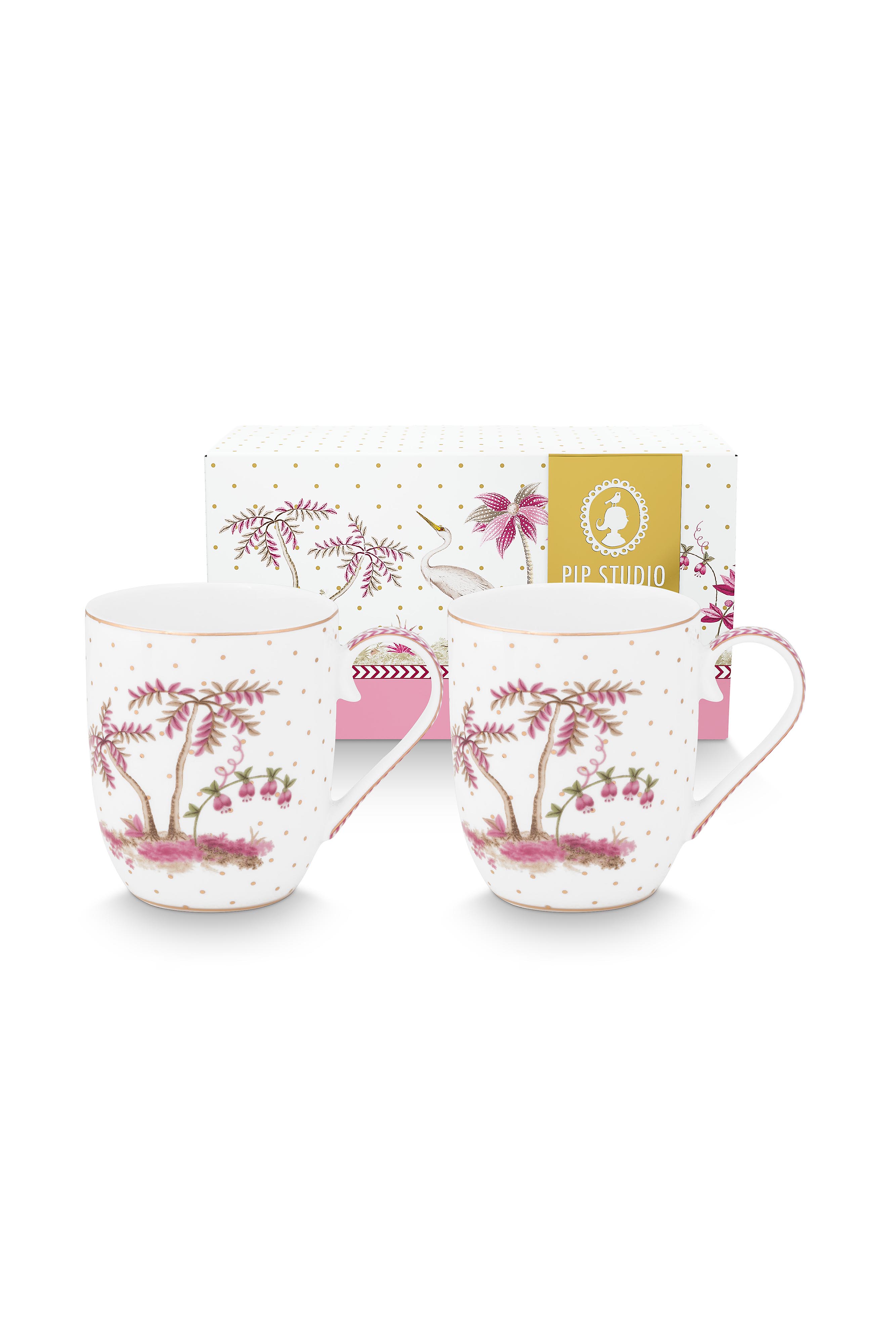 Set/2 Mugs Small Jolie Dots Gold Pink 145ml Gift