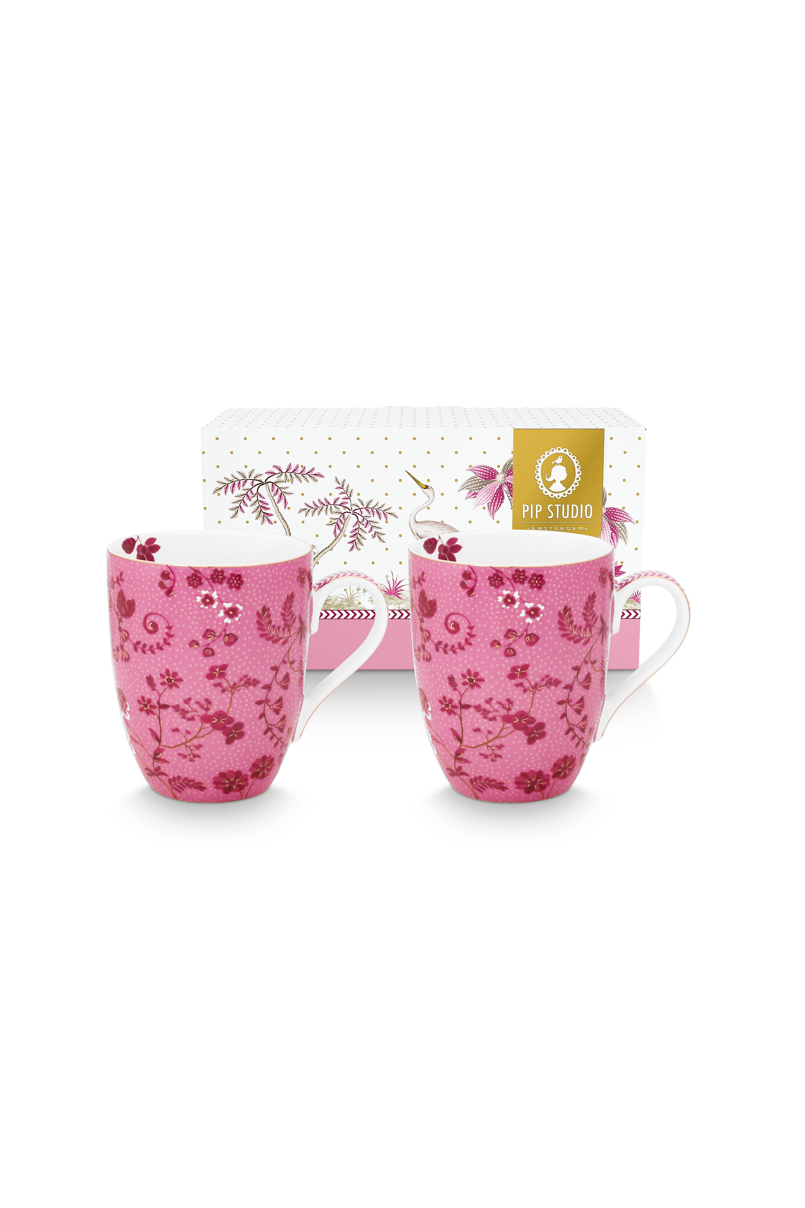 Set/2 Mugs Large Jolie Flowers Pink 350ml Gift