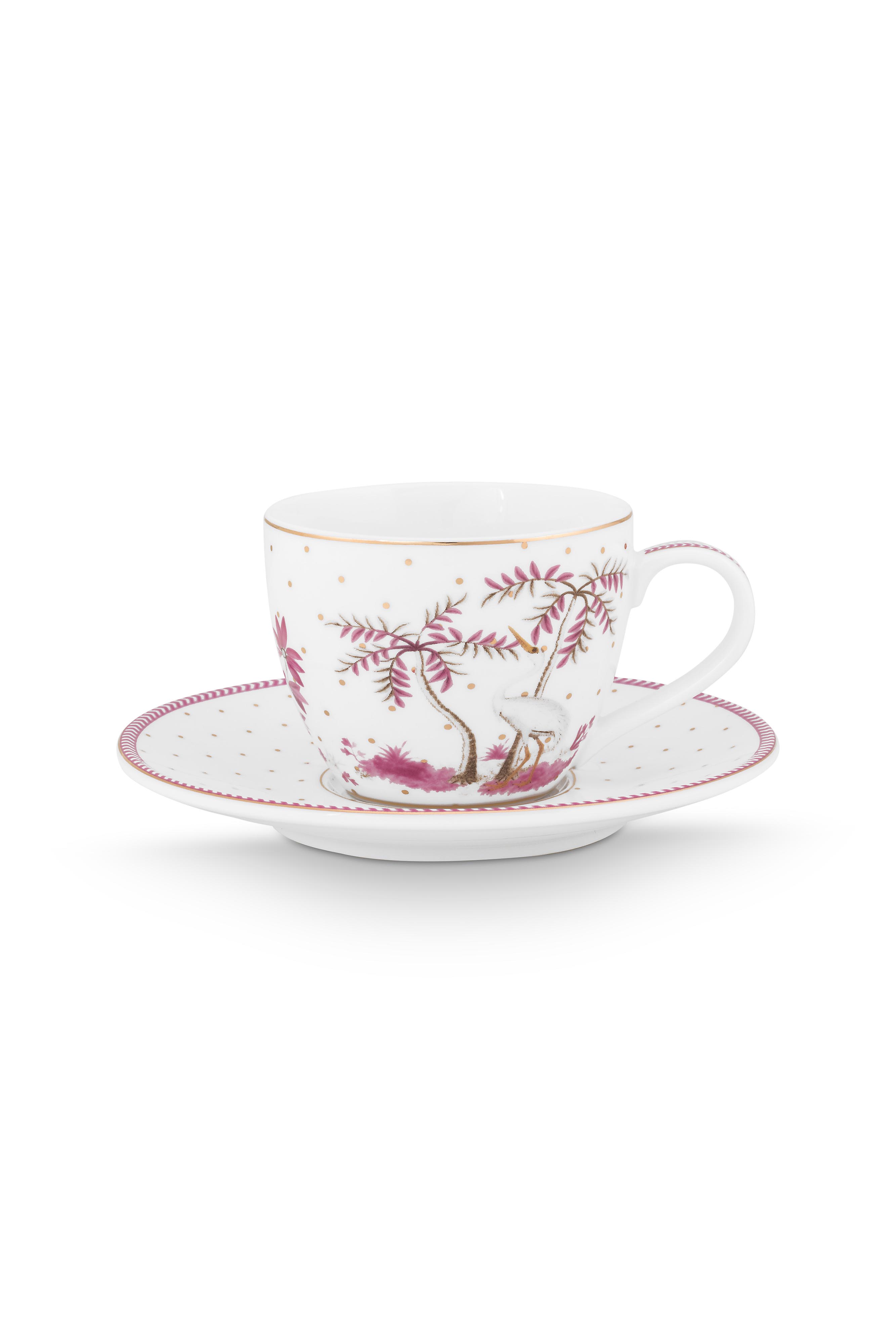 Espresso Cup & Saucer Jolie Dots Gold Pink 120ml Gift