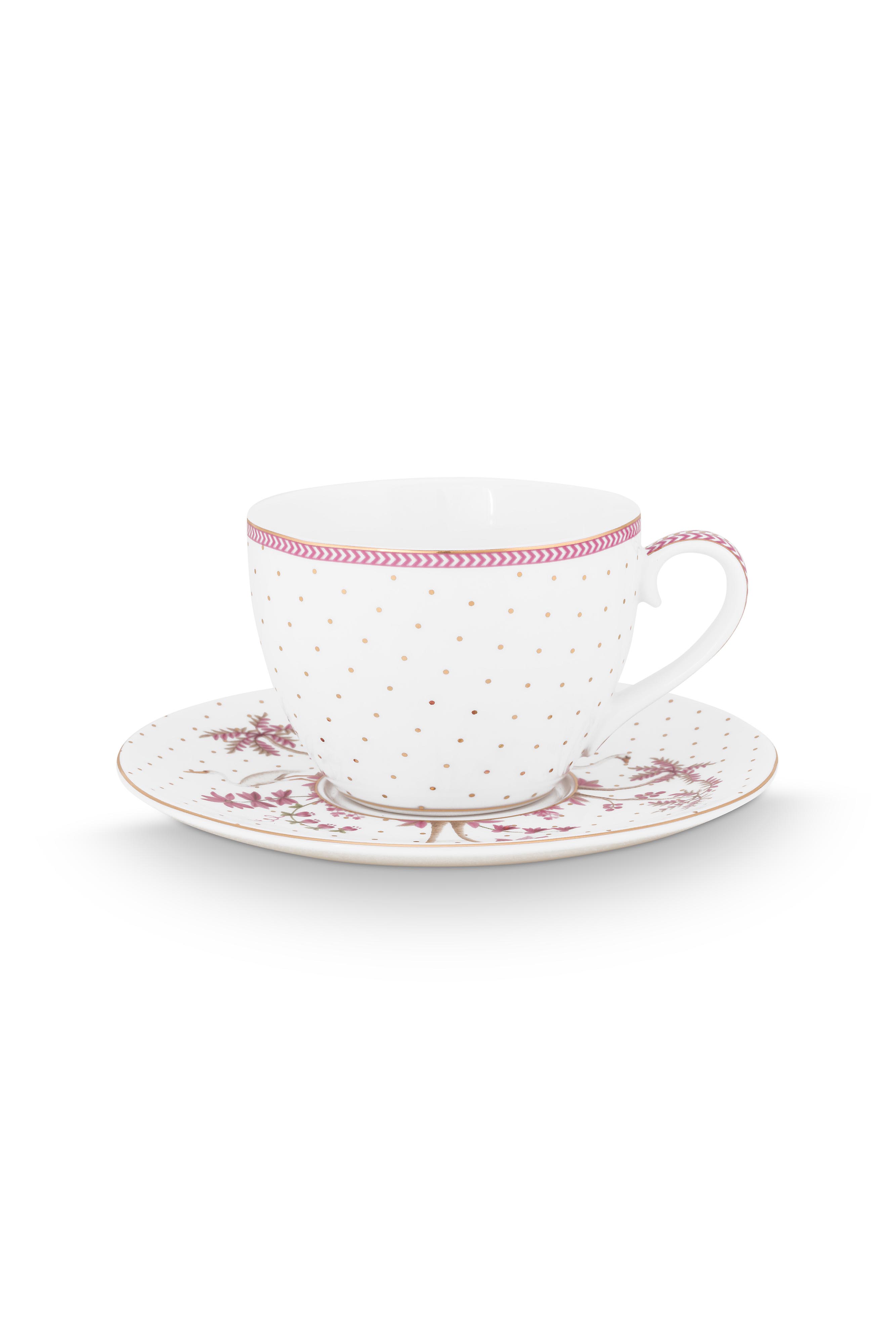 Cup & Saucer Jolie Dots Gold Pink 280ml Gift