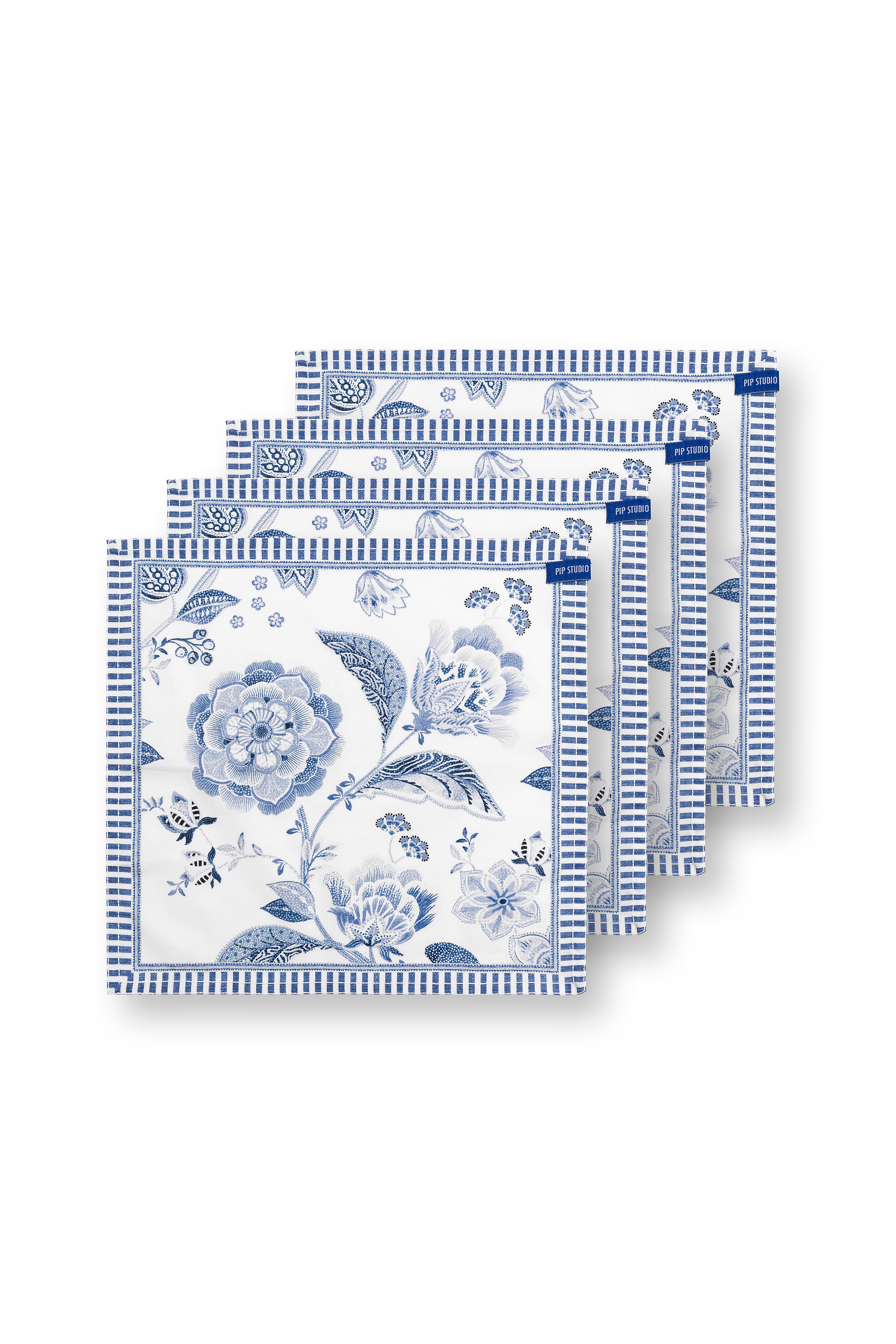 Set/4 Napkins Royal Regal Flower Blue 40x40cm Gift