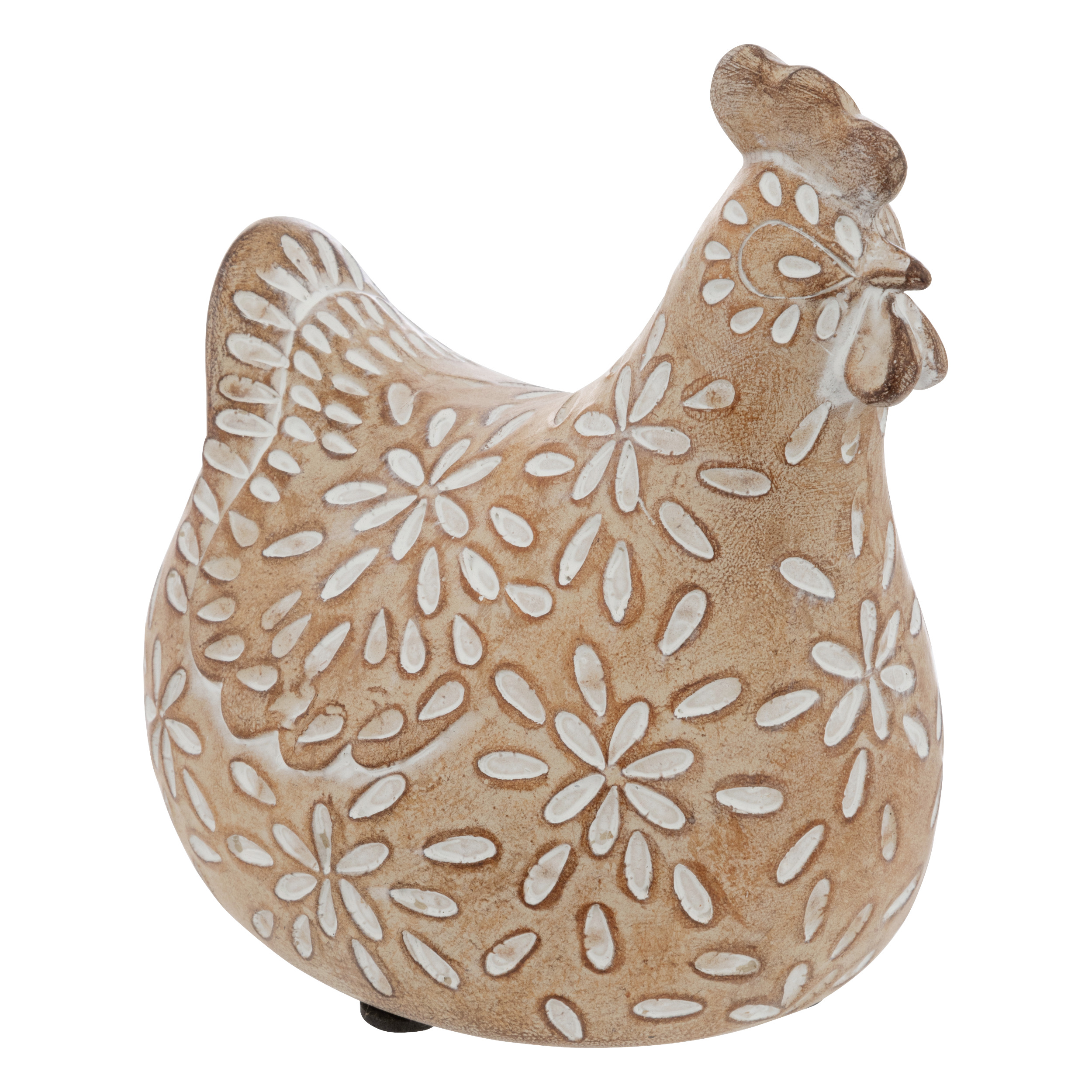 Hen Decoration Linda Height 20 Cm Beige Resin Gift