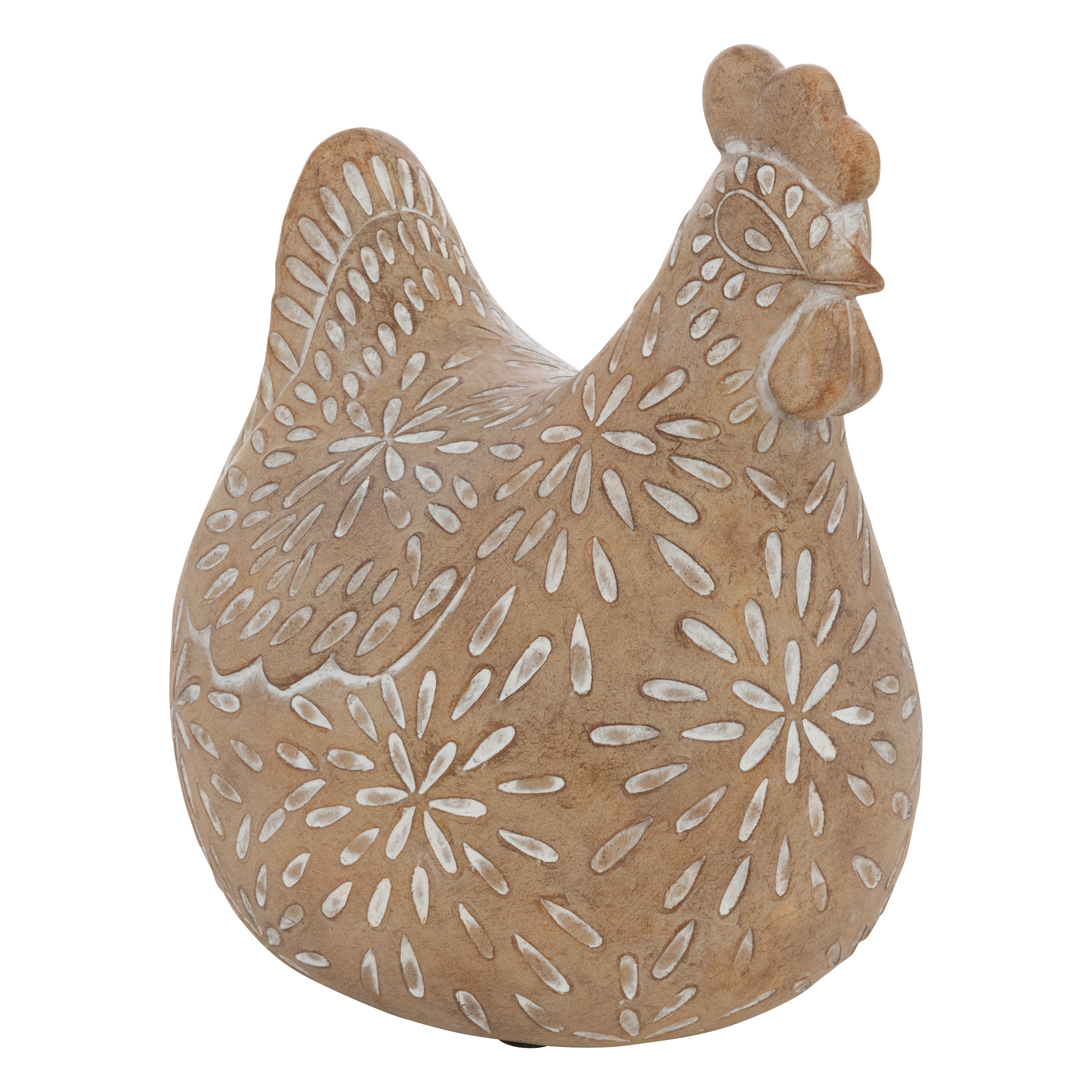 Hen Decoration Linda Height 10.5 Cm Beige Resin Gift