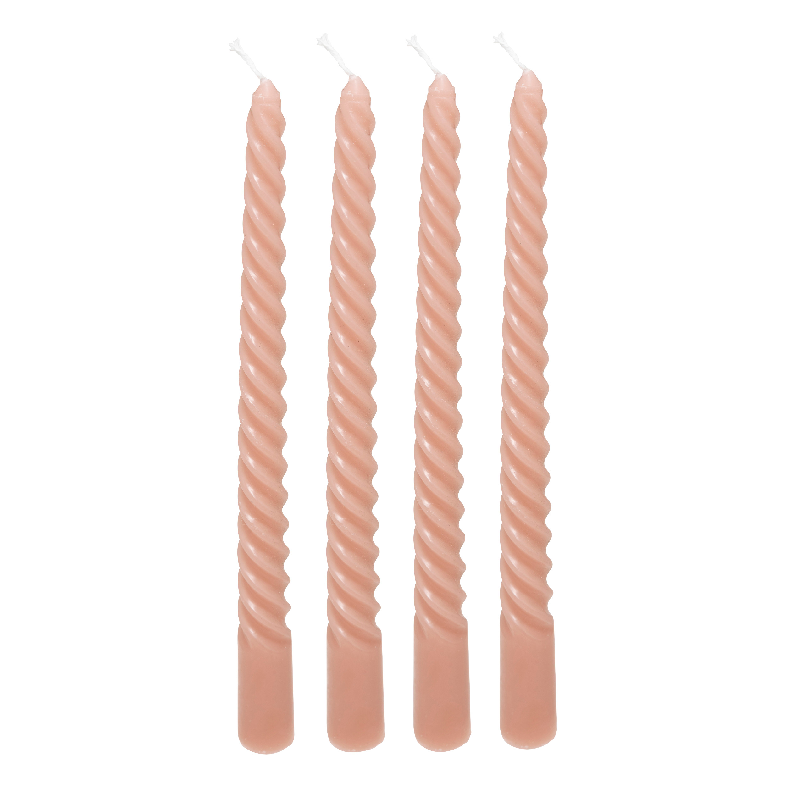 Set Of 4  Twist Candles 25 Cm Pink Gift