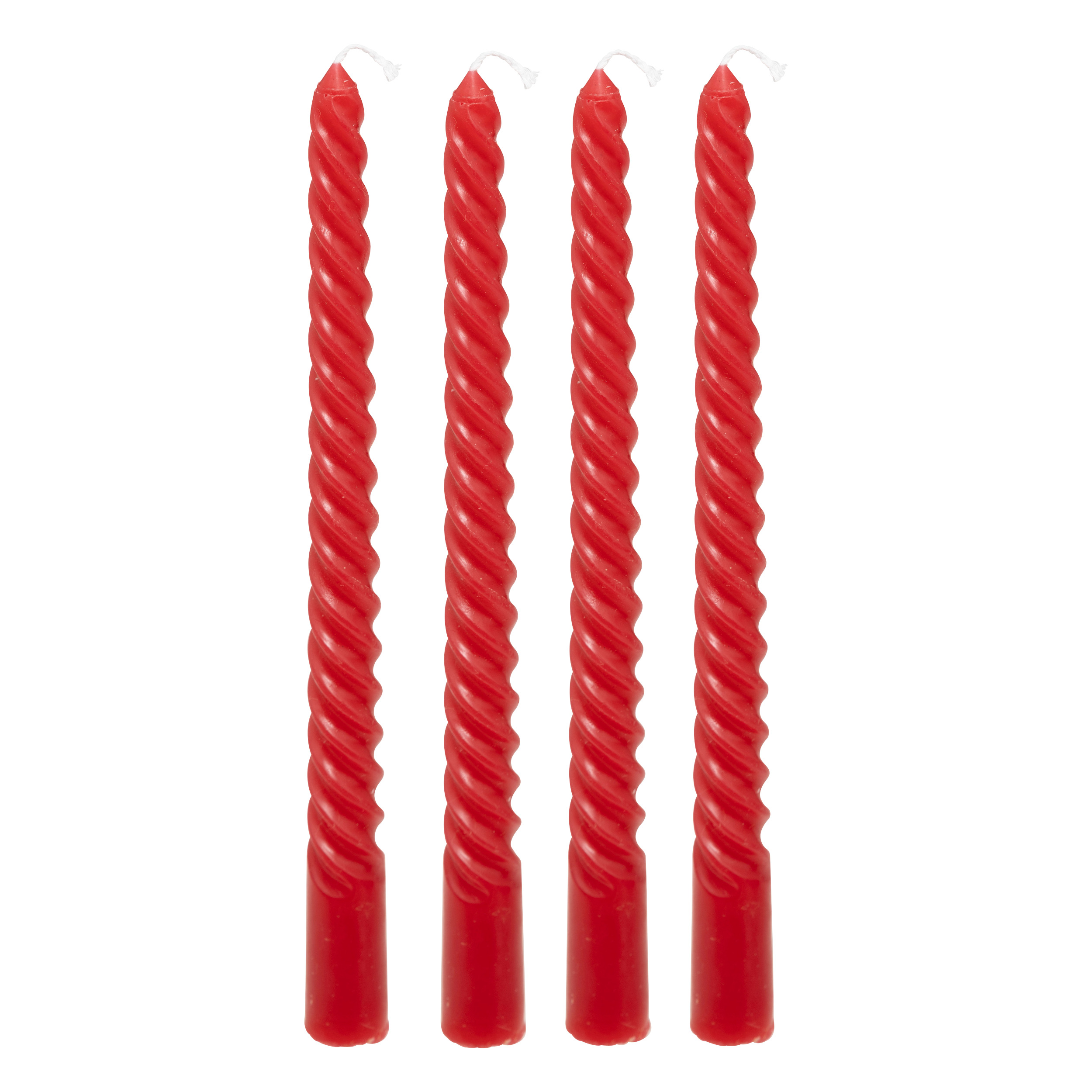 Set Of 4  Twist Candles 25 Cm Red Gift