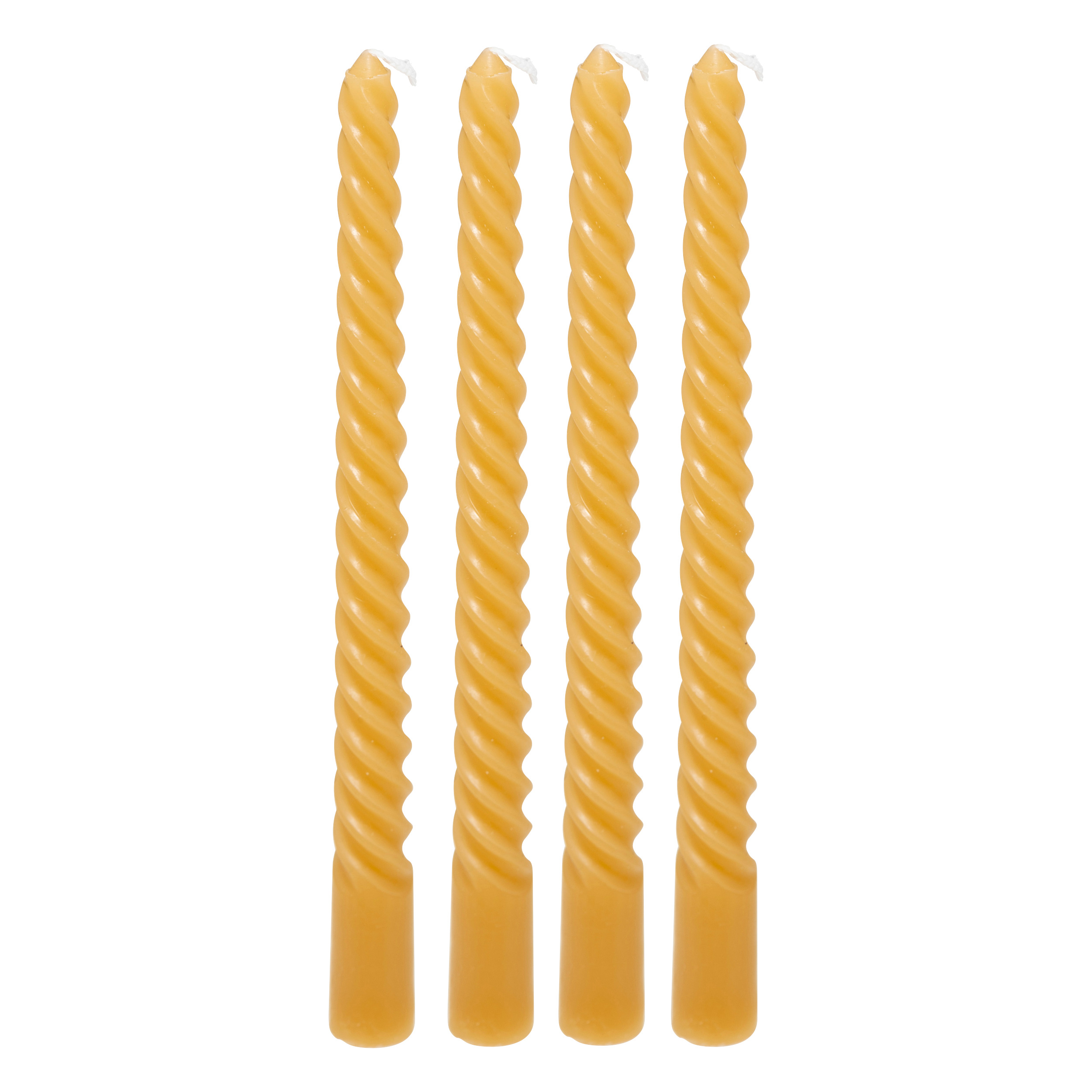 Set Of 4  Twist Candles 25 Cm Yellow Gift