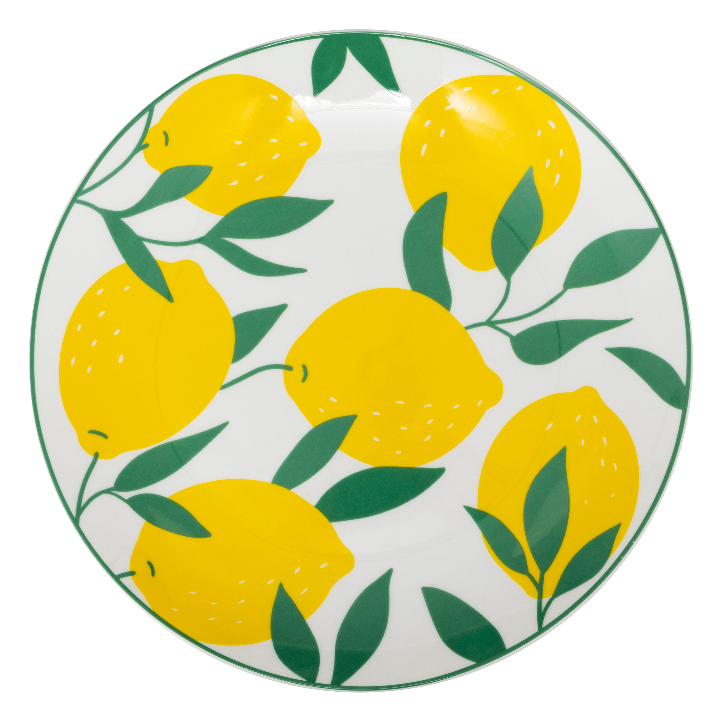 Lemons Flat Plate Diameter 27 Cm White Porcelain Gift