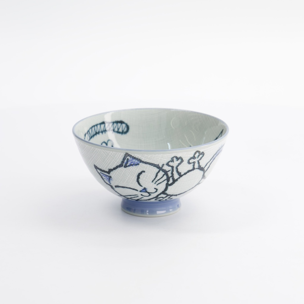 Kawaii Bowl 11.5x6cm 300ml Blue Neko Cat Mn-7432/a 10/120 Gift