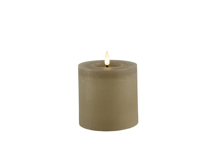 Pillar Candle Rustic 10cm Led Rd Lyon S Beige Gift