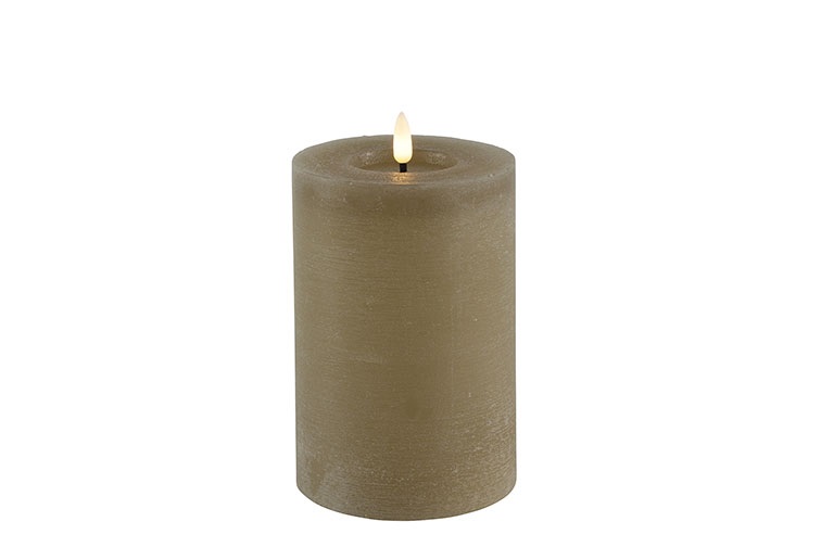 Pillar Candle Rustic 10cm Led Rd Lyon M Beige Gift