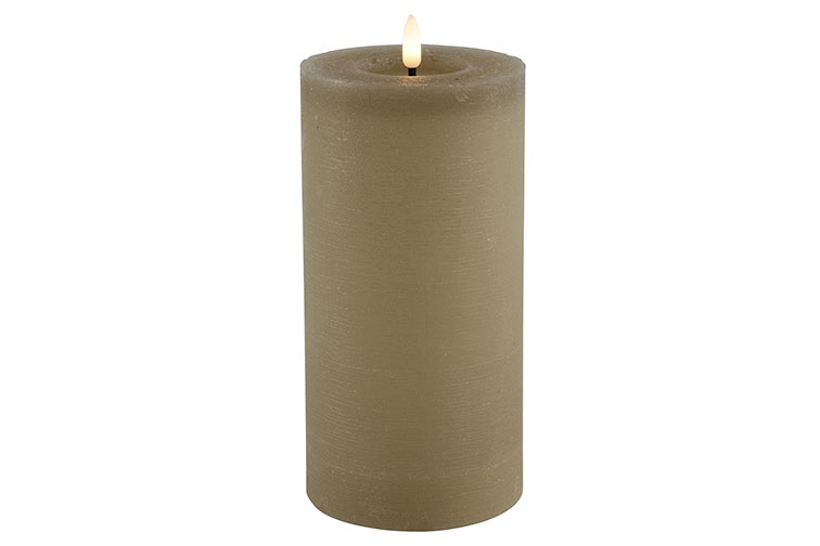 Pillar Candle Rustic 10cm Led Rd Lyon L Beige Gift