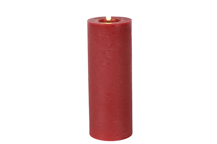 Pillar Candle Rustic 7.5cm Led Rd Lyon Xl Red Gift