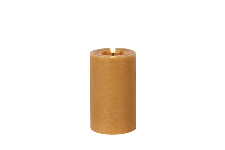 Pillar Candle Rustic 7.5cm Led Rd Lyon M Amber Gift