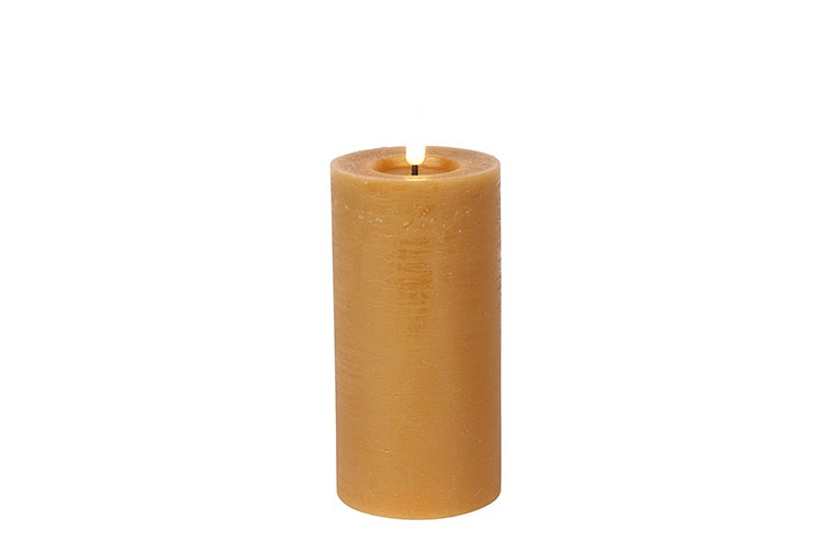 Pillar Candle Rustic 7.5cm Led Rd Lyon L Amber Gift