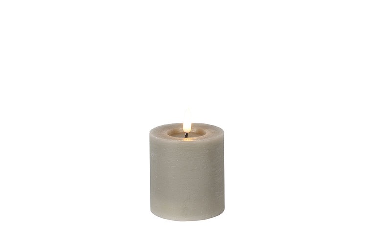 Pillar Candle Rustic 7.5cm Led Rd Lyon S Grey Gift