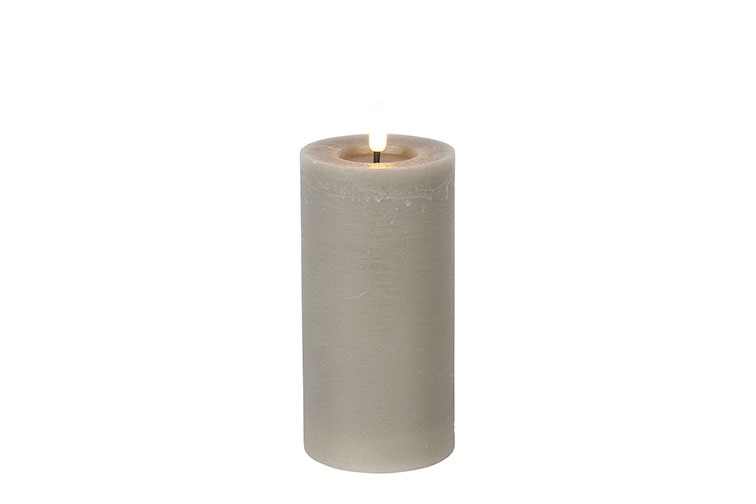 Pillar Candle Rustic 7.5cm Led Rd Lyon L Grey Gift