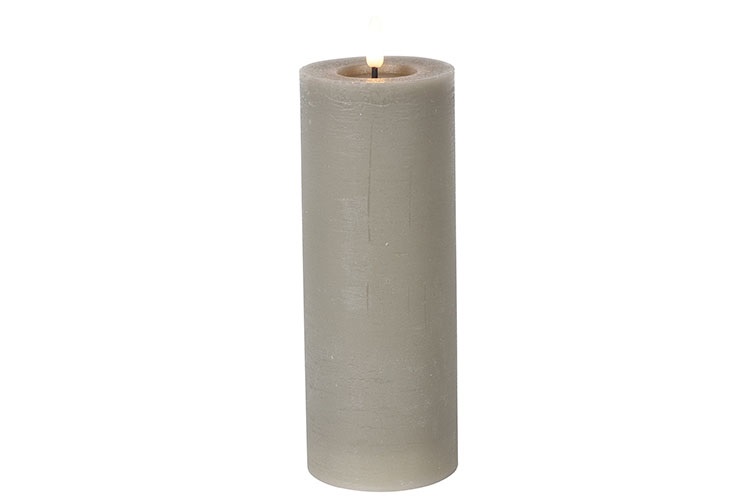 Pillar Candle Rustic 7.5cm Led Rd Lyon Xl Grey Gift