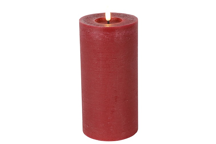 Pillar Candle Rustic 10cm Led Rd Lyon L Red Gift