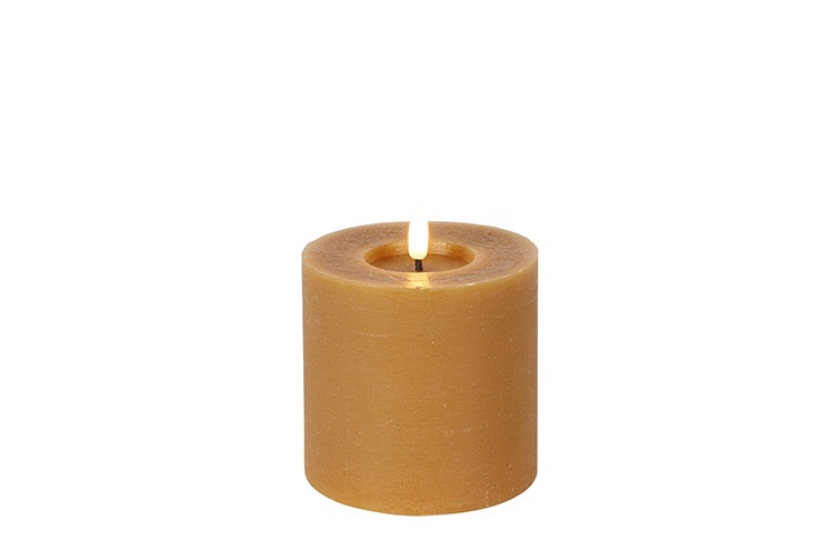 Pillar Candle Rustic 10cm Led Rd Lyon S Amber Gift