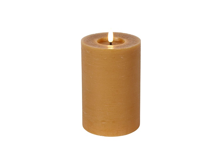 Pillar Candle Rustic 10cm Led Rd Lyon M Amber Gift