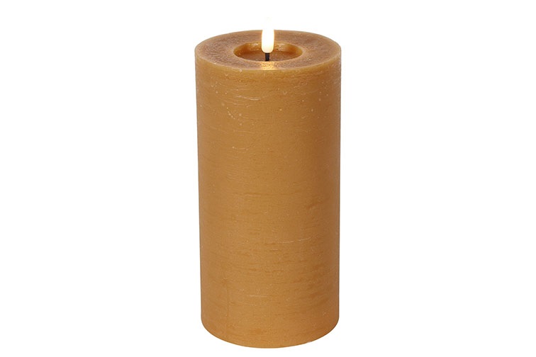 Pillar Candle Rustic 10cm Led Rd Lyon L Amber Gift