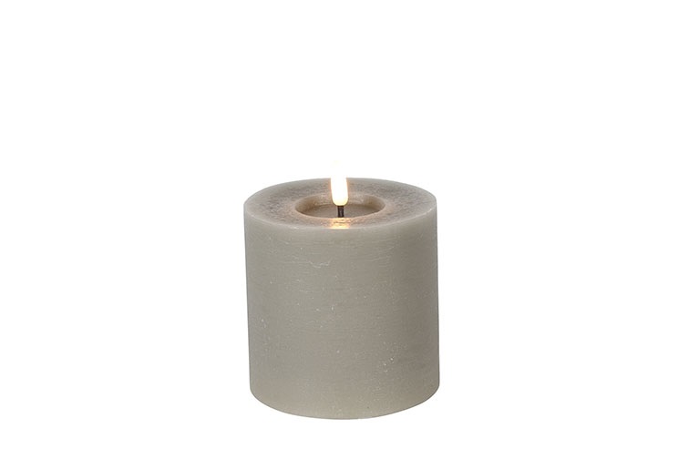 Pillar Candle Rustic 10cm Led Rd Lyon S Grey Gift