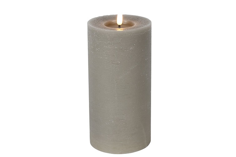 Pillar Candle Rustic 10cm Led Rd Lyon L Grey Gift