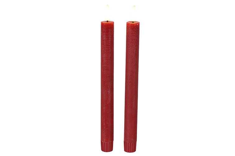 Dinner Candle Rustic 2.2cm Led Rd Lyon L S2 Red Gift