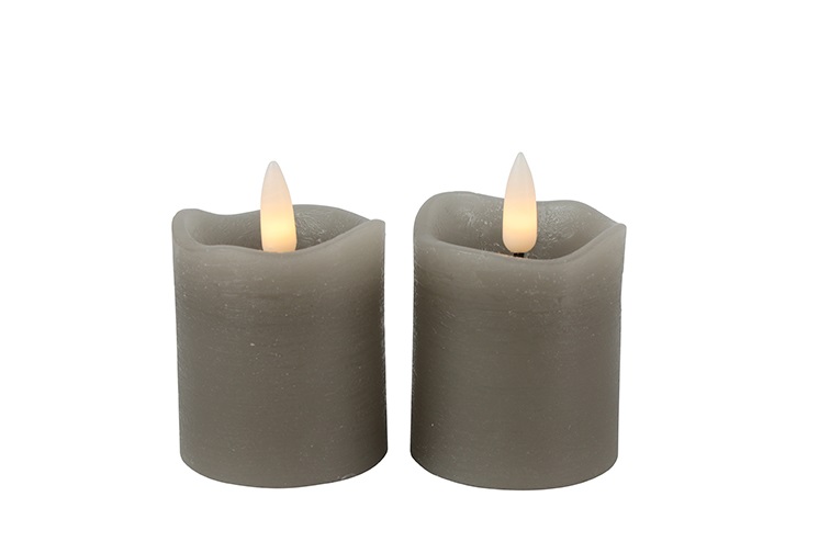 Pillar Candle Rustic Antique 5cm Led Rd Lyon S2 Grey Gift