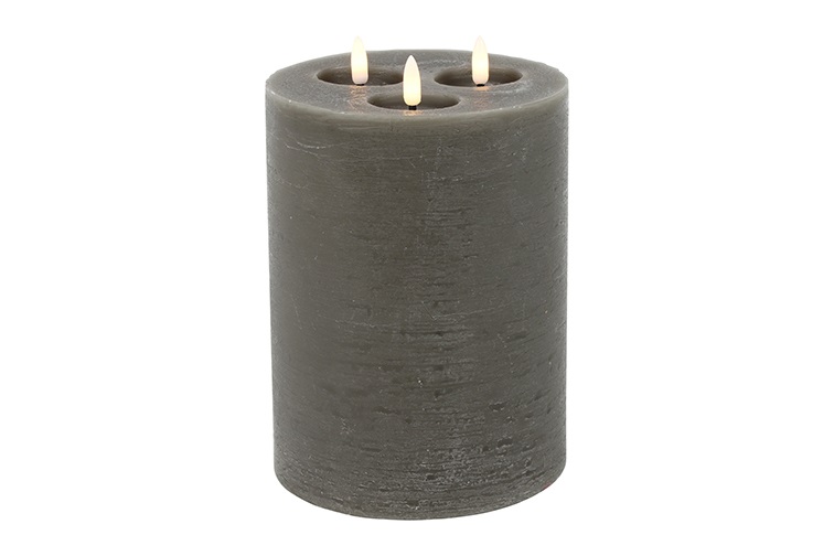 Pillar Candle 15cm Led Rd Lyon Xl Grey Gift