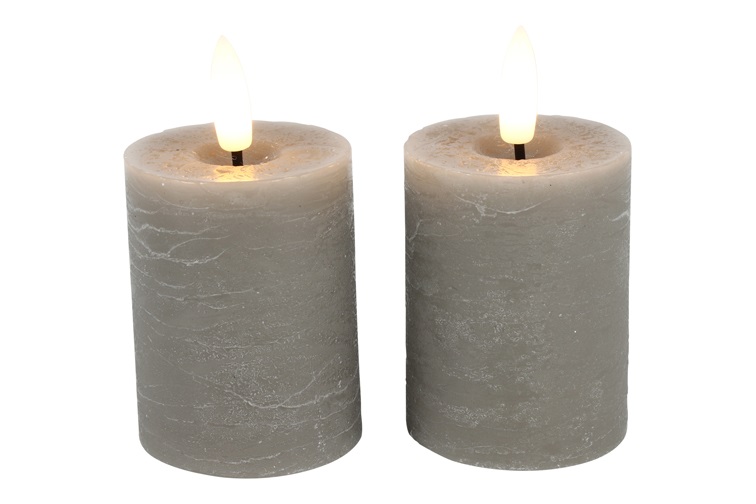 Pillar Candle 5cm Led Rd Lyon S2 Grey Gift