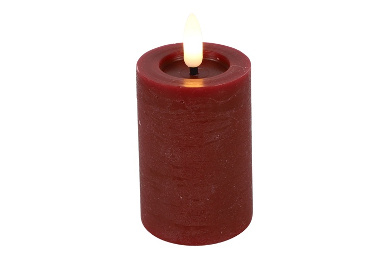 Pillar Candle Rustic 5cm Led Rd Lyon S Red Gift