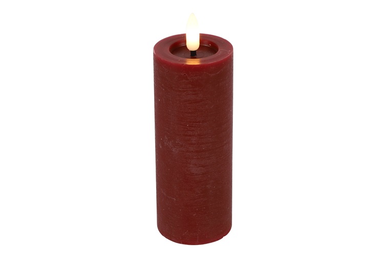 Pillar Candle Rustic 5cm Led Rd Lyon M Red Gift