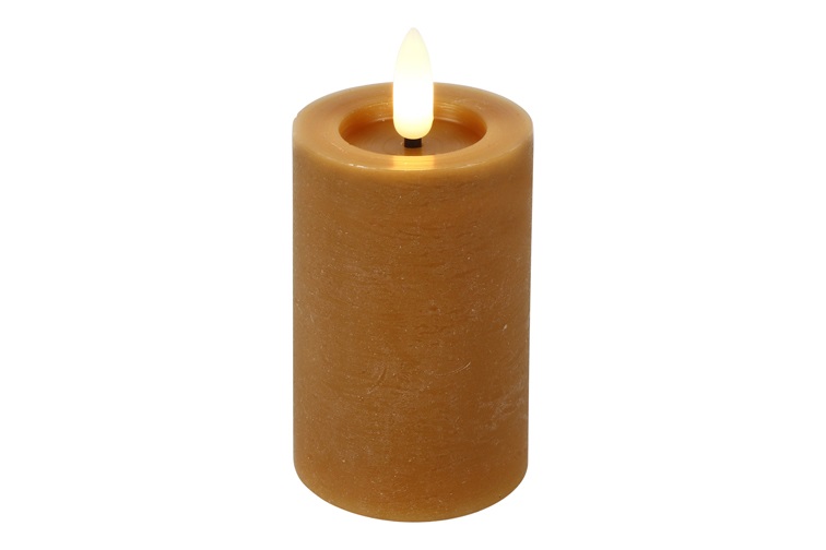 Pillar Candle Rustic 5cm Led Rd Lyon S Amber Gift