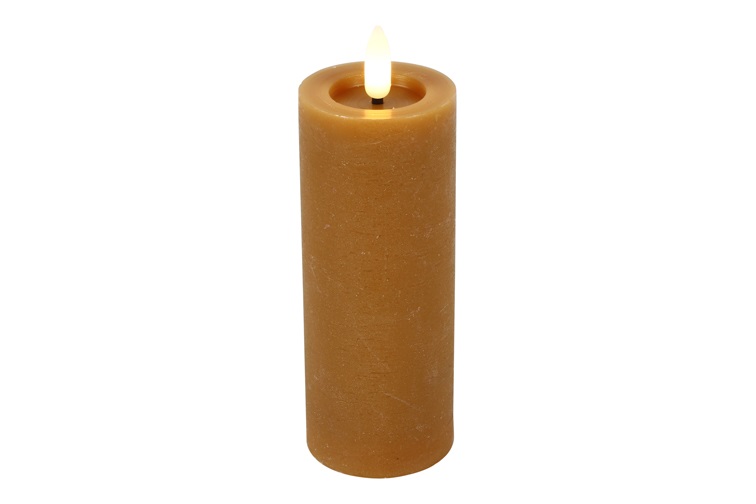 Pillar Candle Rustic 5cm Led Rd Lyon M Amber Gift