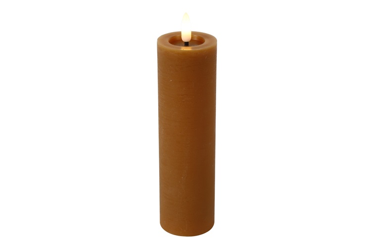 Pillar Candle Rustic 5cm Led Rd Lyon L Amber Gift