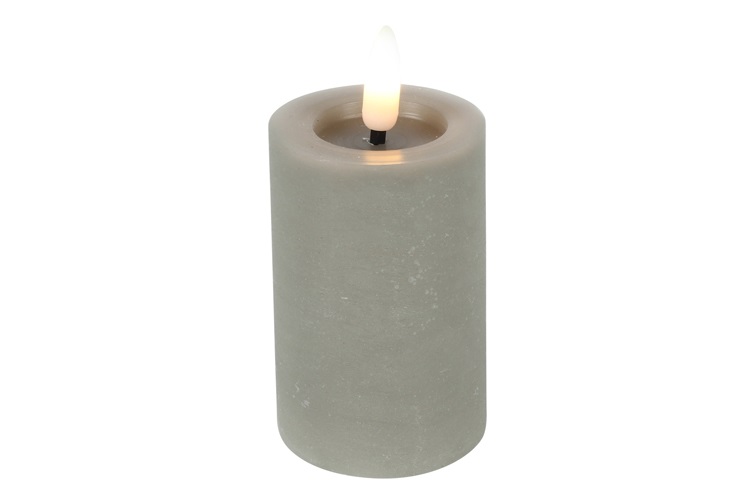 Pillar Candle Rustic 5cm Led Rd Lyon S Grey Gift