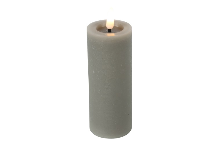 Pillar Candle Rustic 5cm Led Rd Lyon M Grey Gift