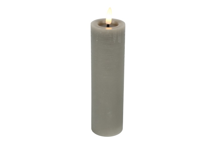 Pillar Candle Rustic 5cm Led Rd Lyon L Grey Gift