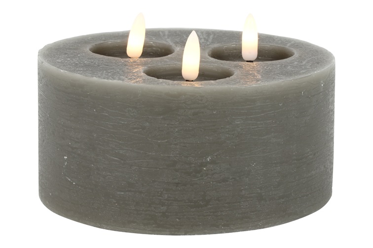 Pillar Candle 15cm Led Rd Lyon S Grey Gift