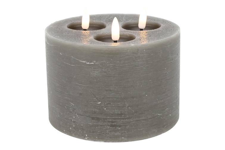 Pillar Candle 15cm Led Rd Lyon M Grey Gift