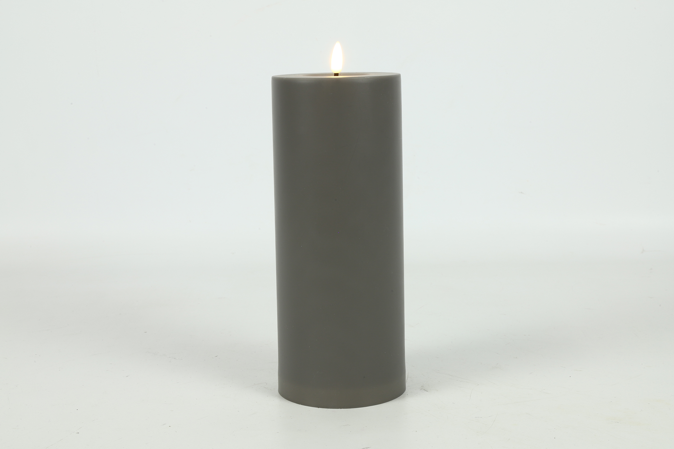 Pillar Candle 10cm Led Rd Patio L Grey Gift