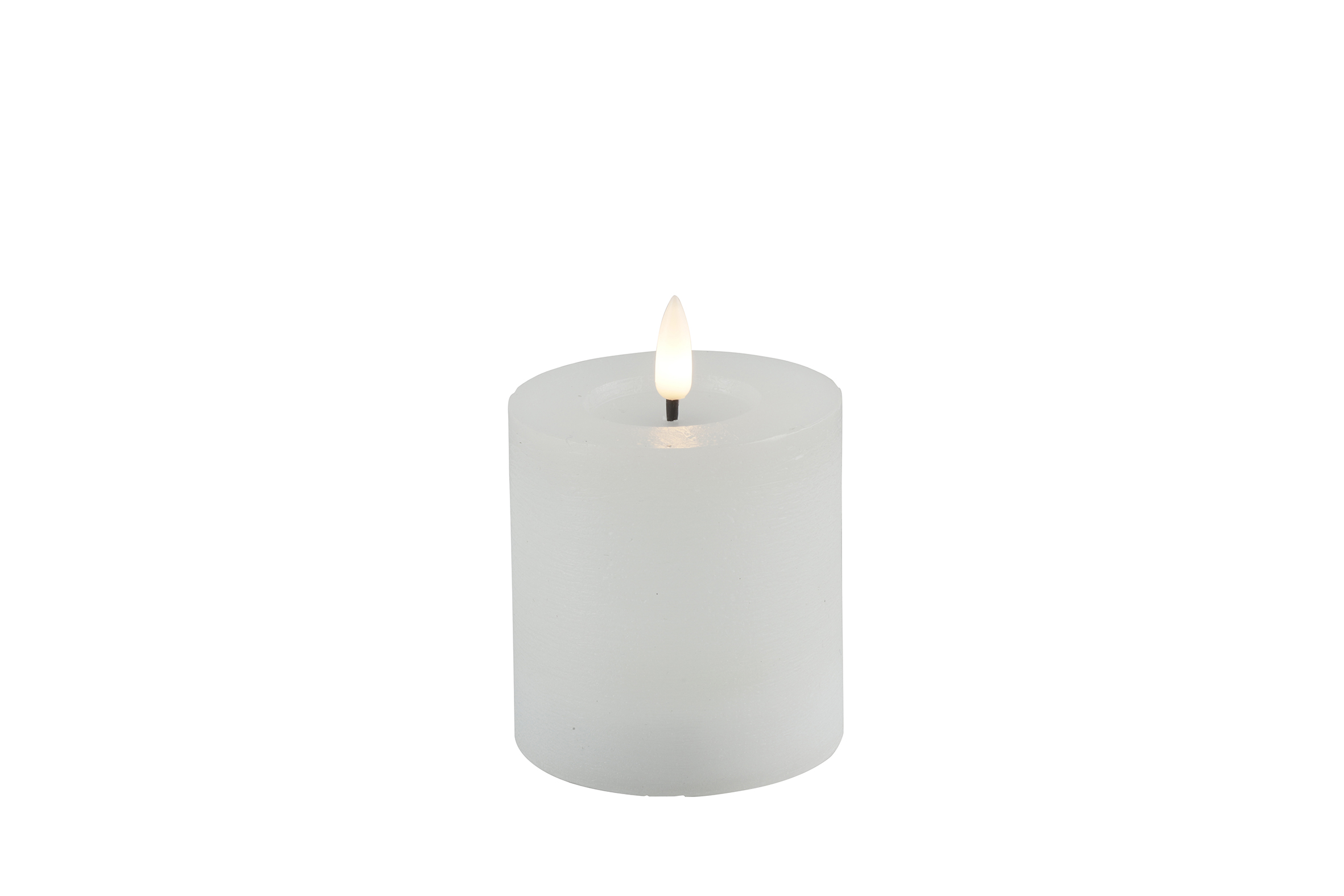 Pillar Candle Rustic 7.5cm Led Rd Lyon S White Gift