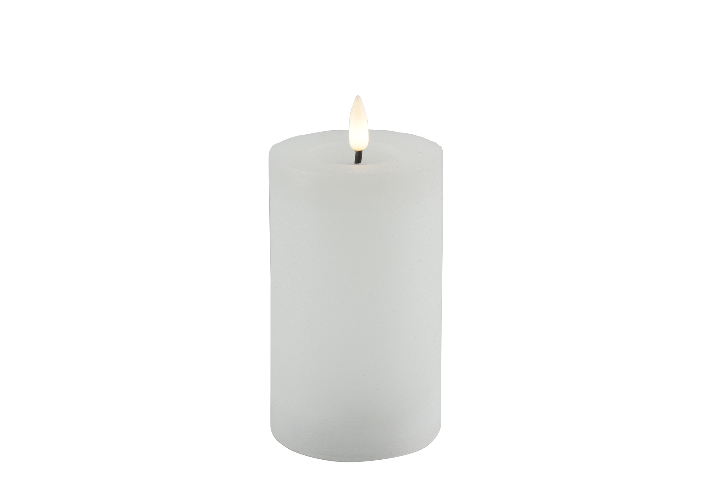 Pillar Candle Rustic 7.5cm Led Rd Lyon M White Gift