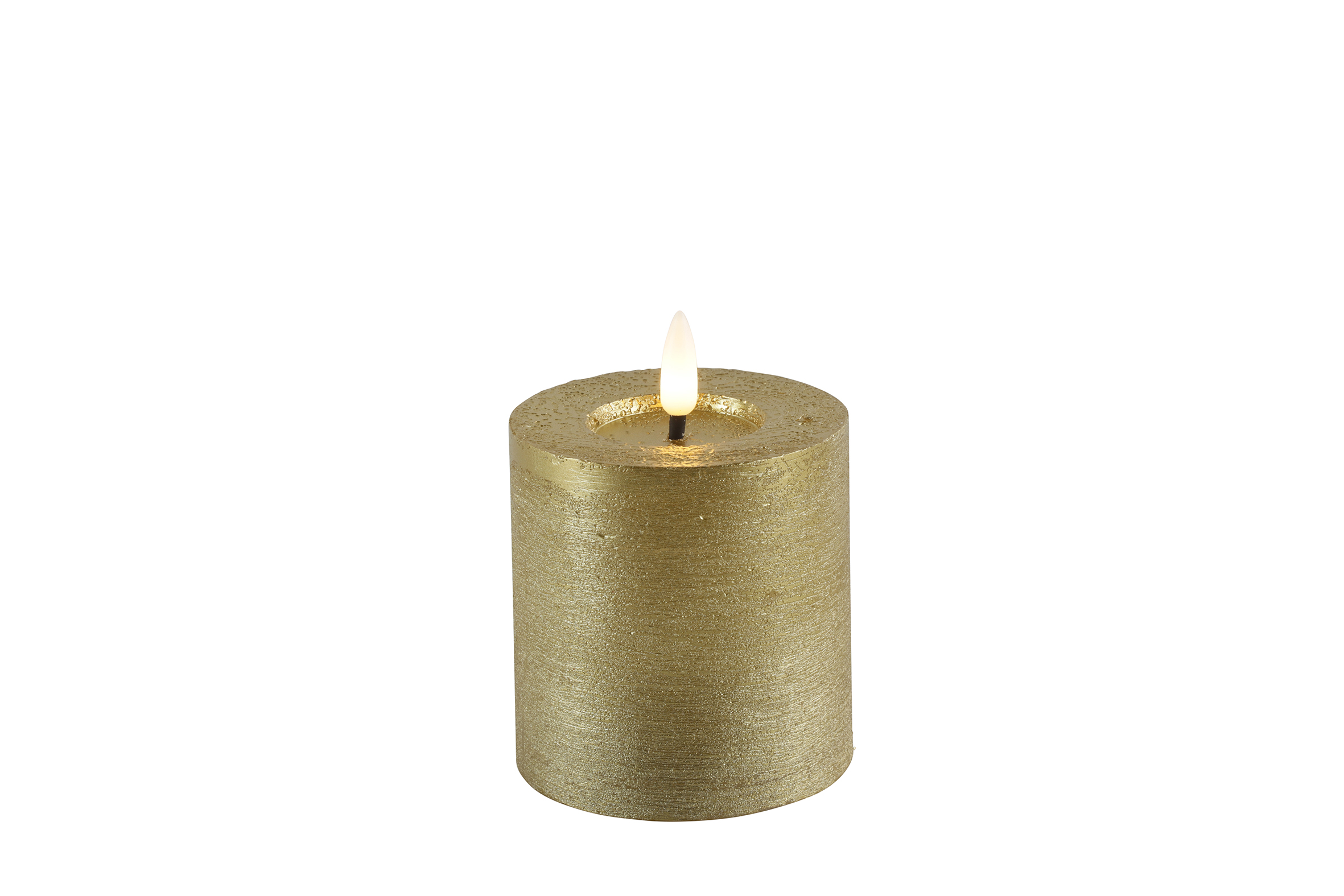 Pillar Candle Rustic 7.5cm Led Rd Lyon S Gold Gift