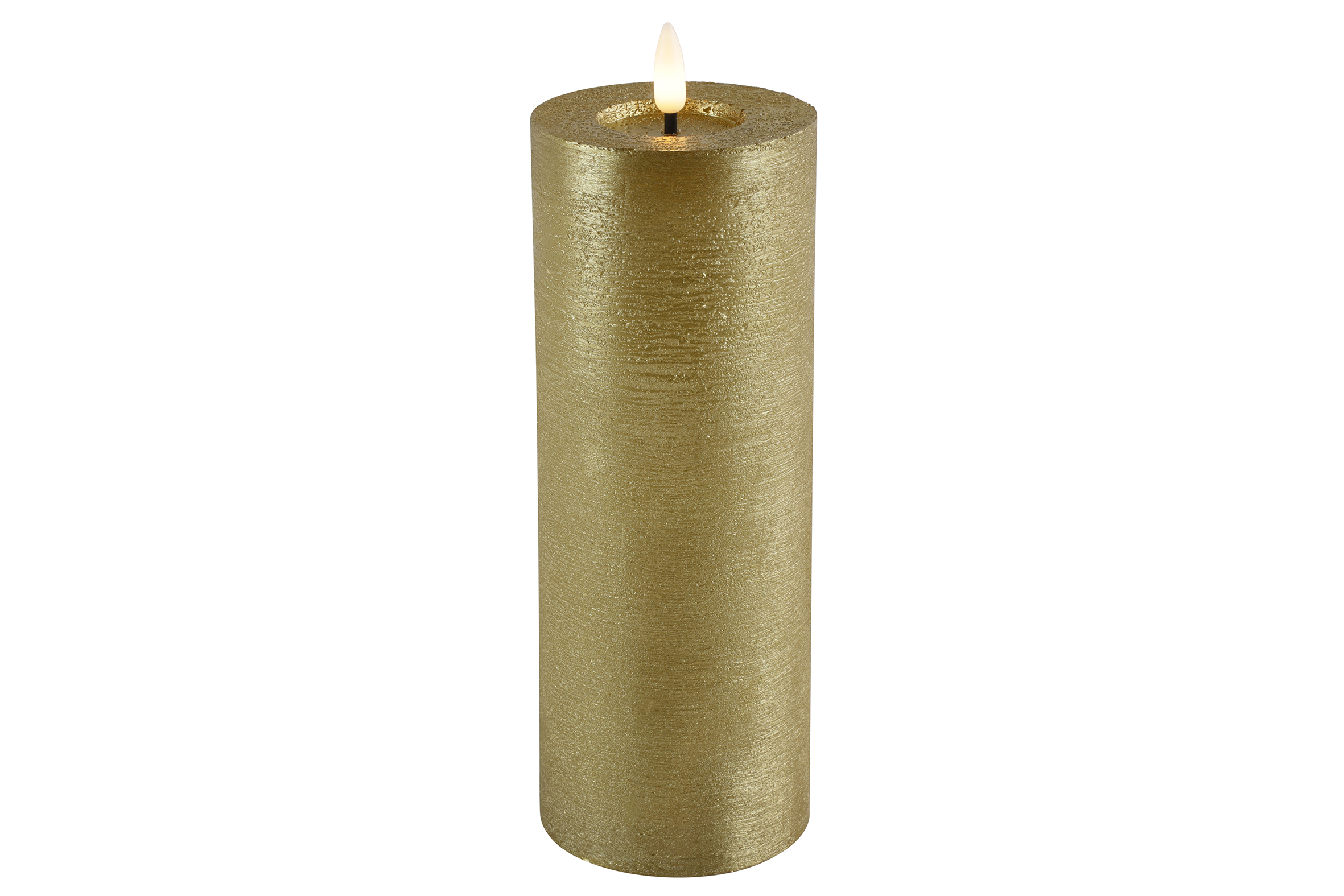 Pillar Candle Rustic 7.5cm Led Rd Lyon Xl Gold Gift