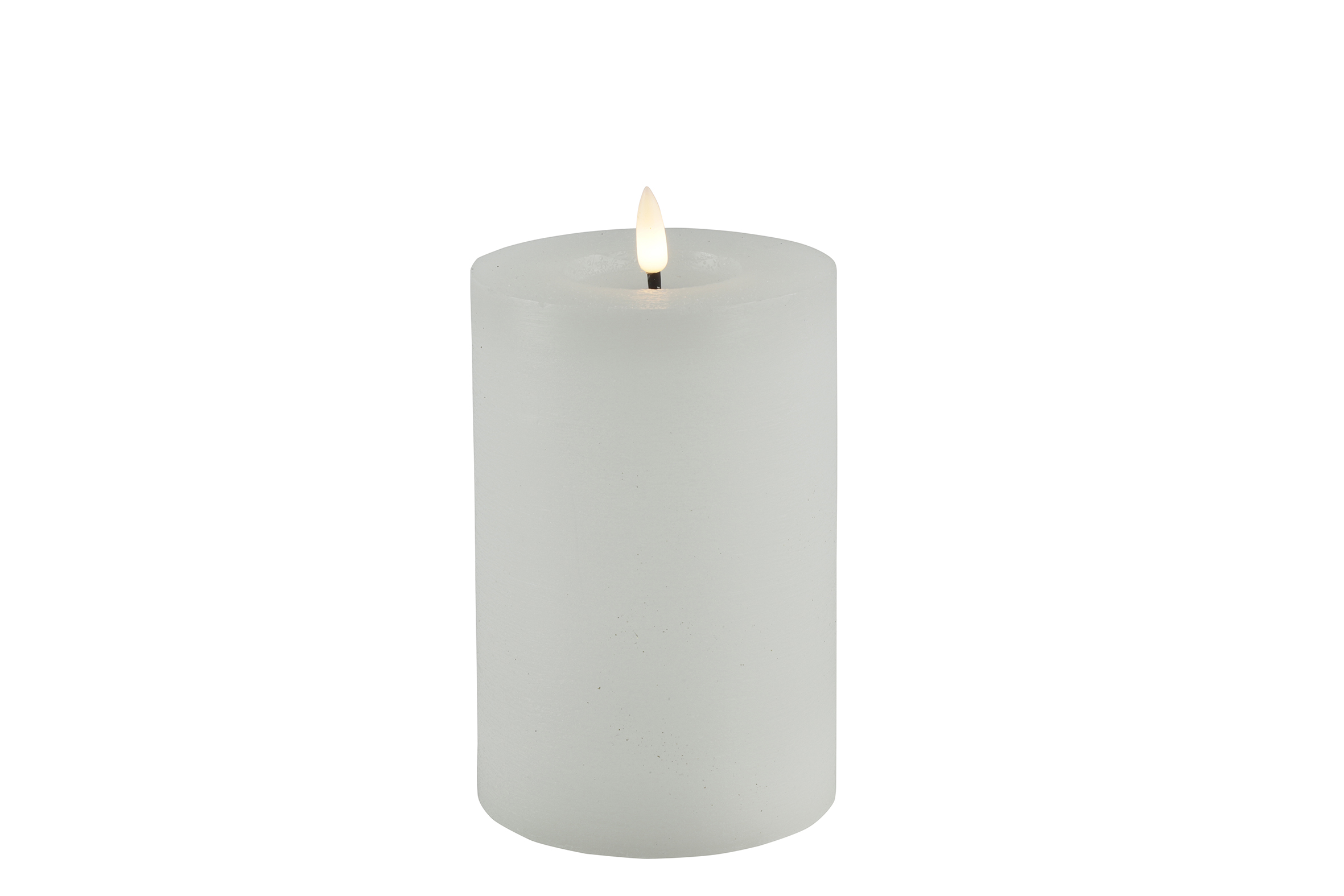 Pillar Candle Rustic 10cm Led Rd Lyon M White Gift